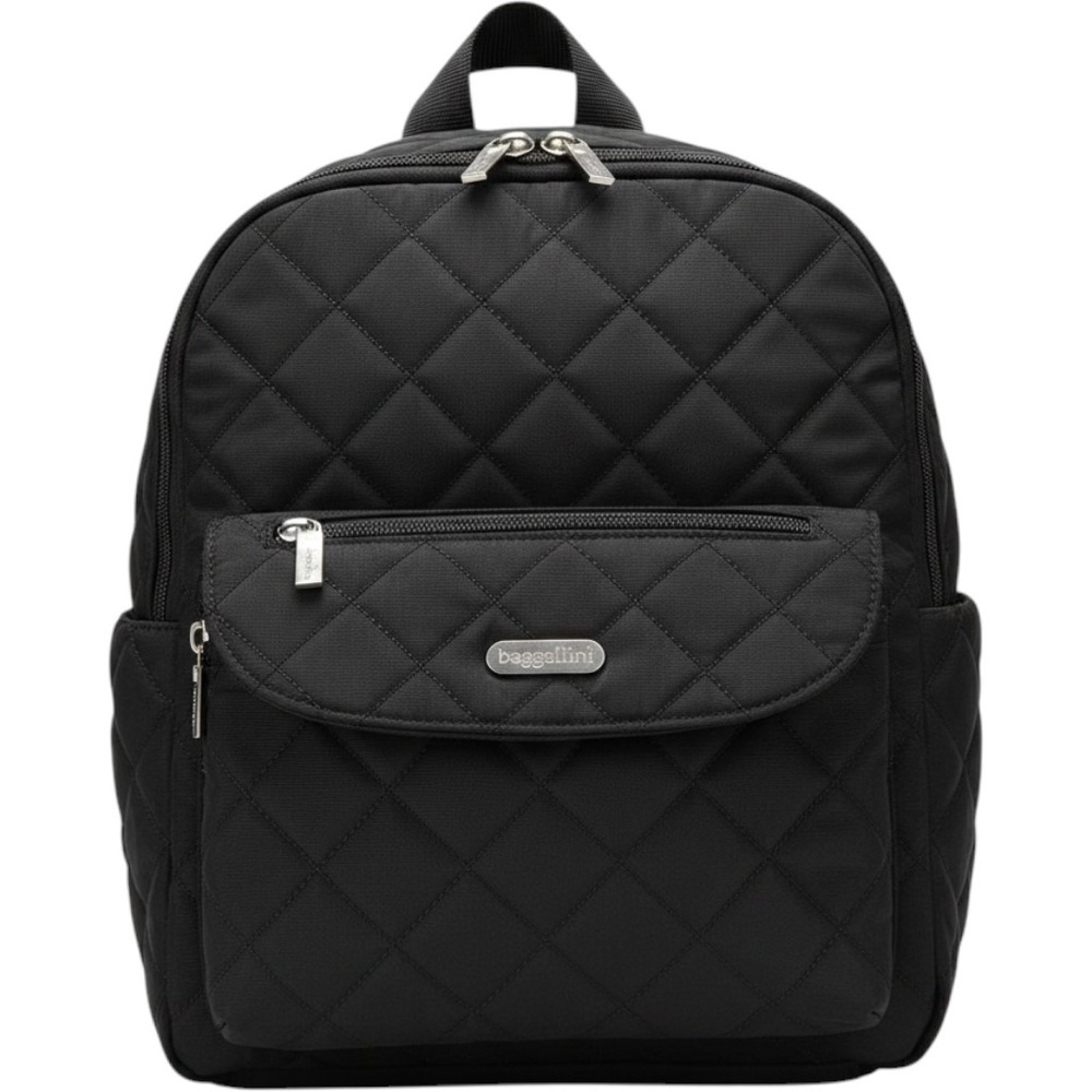 Baggallini Quilted Nylon‎ Backpack Black Travel Bag with Matching Wristlet Pouch